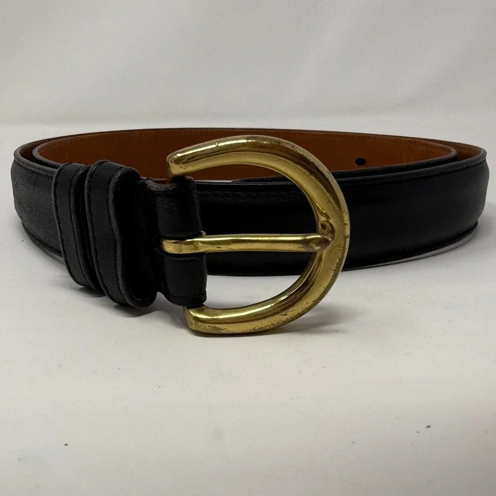 Coach Vintage Black Leather Belt Solid Brass Buckle 8400 Large Handcrafted